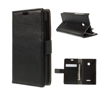 qMust Microsoft Lumia 532 Wallet Case - hoesje met stand - zwart