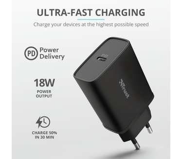 Trust Qmax 18W Ultra-Fast USB-C Wall Charger with PD