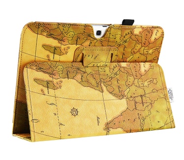 i12Cover Retro Case Samsung Galaxy Tab 3 10.1 en Tab 4 10.1 Worldmap Design
