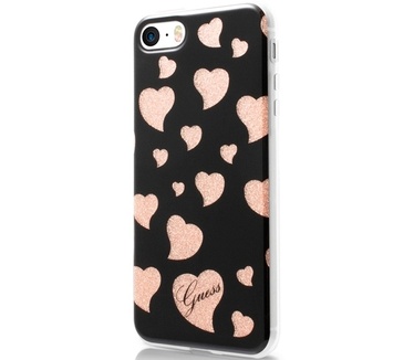 Guess Hearts TPU Case Back Cover - Apple iPhone 5/5S/SE - Zwart Zwart