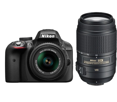 Nikon D3300 DSLR Zwart + 18-55mm VRII + 55-300 VR Zwart