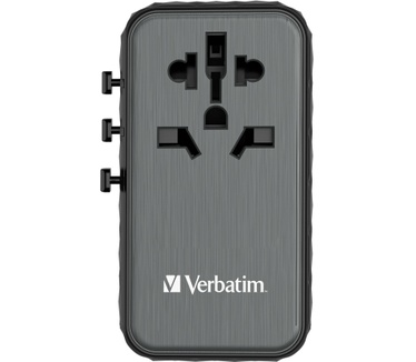 Verbatim GaN III universele reisadapter UTA-06 Met 2 x USB-C PD & QC 4+ & 2 x USB-A QC 3.0 poorten