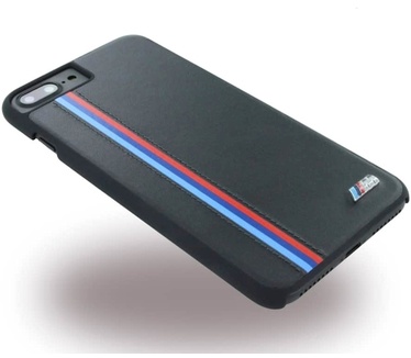 BMW M Tricolor Leder Hard Case Apple iPhone 7 Plus (5.5") - Zwart