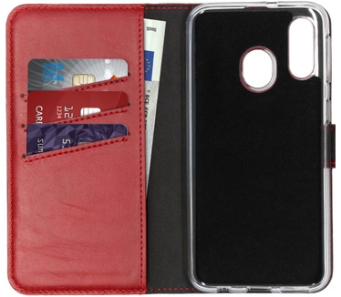 Selencia Echt Lederen Bookcase Samsung Galaxy A40 - Rood