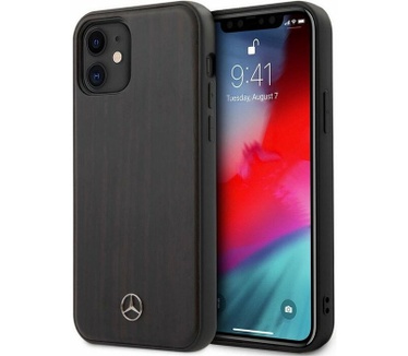 Mercedes-Benz Wood Back Case iPhone 12 Mini (5.4") - Donkerbruin Bruin