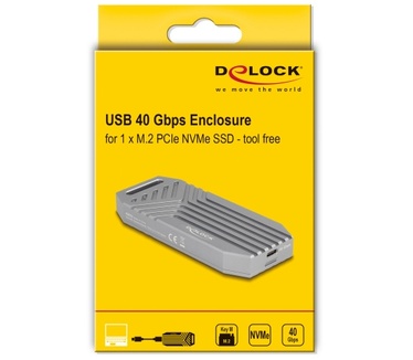 Delock M.2 NVMe SSD Gehäuse USB 40 Gbps - werkzeugfrei