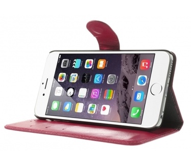 Kees Lederlook Portemonnee Hoesje Apple iPhone 6 Plus - Roze