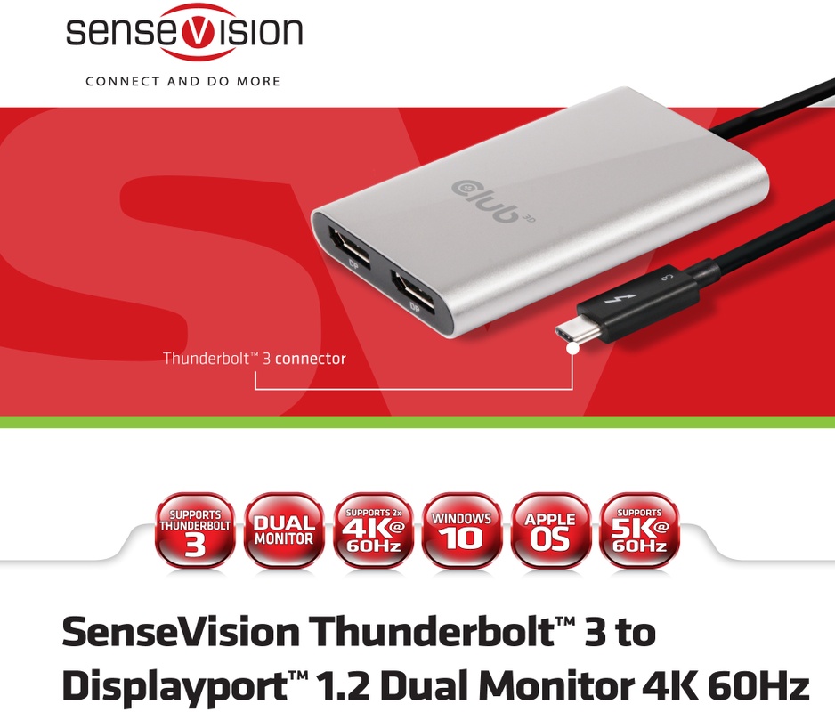 Club 3D Thunderbolt 3 to Displayport 1.2 Dual Monitor 4K 60Hz Kenmerken Tweakers