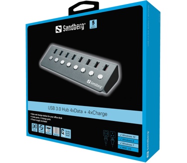 Sandberg USB 3.0 Hub 4xData + 4xCharge