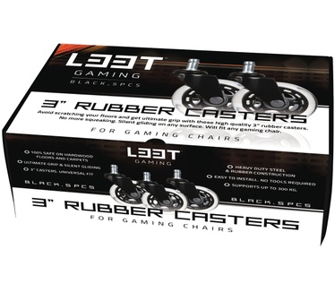 L33T 3" Rubberen Wielen voor Gaming Chair (5 stuks, zwart)