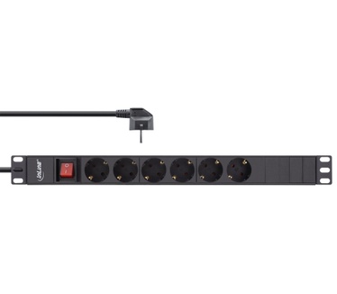 InLine 19" Socket strip, 6-way protective contact, with switch