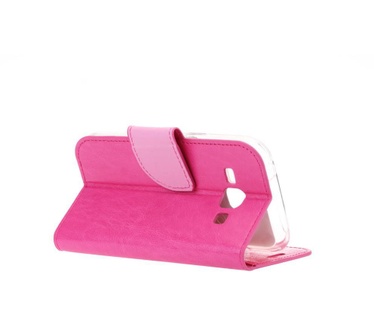 Luxe Lederen Bookcase hoesje voor de Samsung Galaxy J1 - Roze (Samsung Galaxy J1) Roze