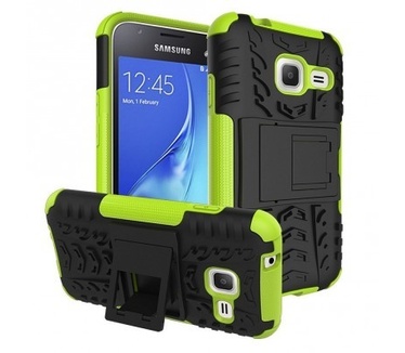 qMust Samsung Galaxy J1 (2016) Rugged Hybrid Case - Dual Protection - Green