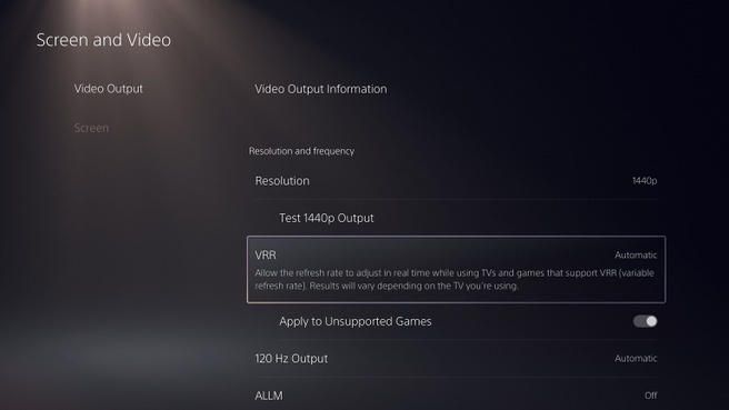 PS5 vrr 1440p