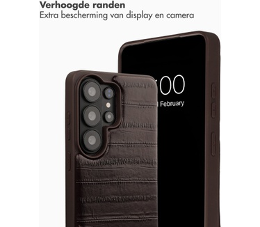 Selencia Nova Real Leather Backcover met Koord en Pashouder Samsung Galaxy S26 Ultra - Dark Chocolate