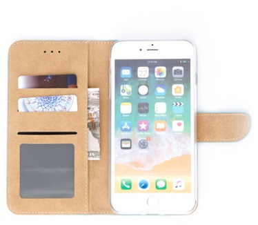 Luxe Lederen Bookcase hoesje voor de Apple iPhone 8 Plus - Blauw (Apple iPhone 8 Plus) Blauw