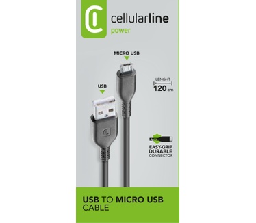 Cellular Line Micro-USB - USB A 1m M/M Zwart