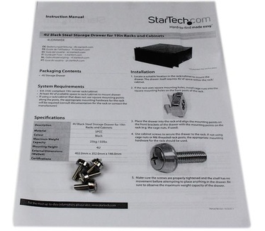 Startech.com 4U Opberglade voor 19 inch Serverracks Serverkasten Zwart Staal