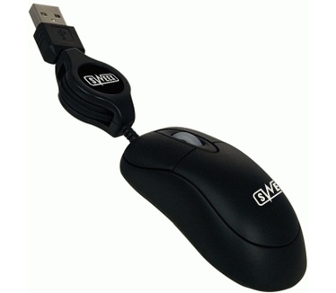 Sweex MI020 Mini Optical Mouse Rectractable Cable USB Black