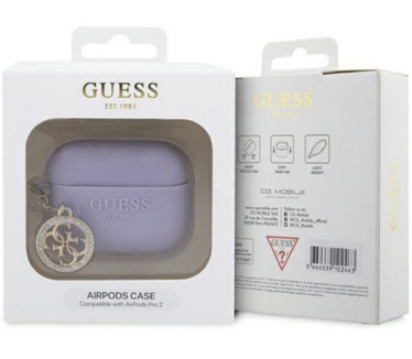 Guess Diamond Charm Silicone Apple Airpods Pro 2 (2e gen) - Paars
