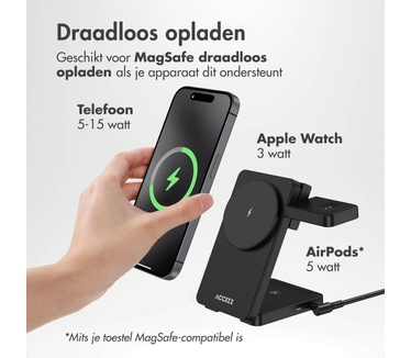 Accezz 3-in-1 Foldable Magnetic Wireless Charger