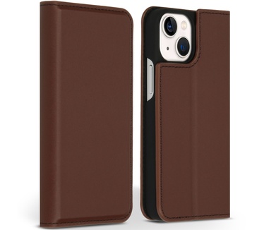 Accezz Premium Leather Slim Bookcase iPhone 13 Mini - Bruin