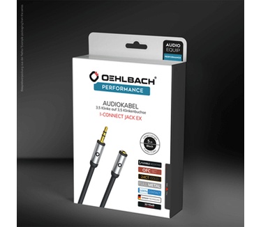 Oehlbach i-Connect J-35 EX Mobiele audiokabel, 3,5 mm jack verlenging Zwart