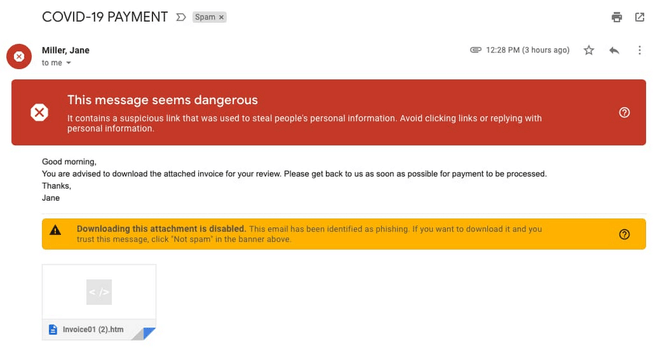 Gmail covid-19 phishing