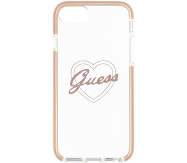 Guess TPU Case Shockproof Heart voor Apple iPhone 6/6S/7/8 - Rosé Rosé Goud