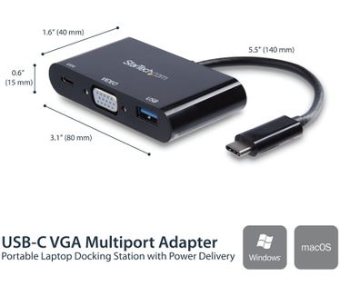 Startech.com USB-C Dock - VGA, 60W PD, USB-A