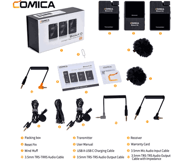 Comica BoomX-D D2 draadloze microfoon-set met 2 zender en ontvanger voor camera en smartphone