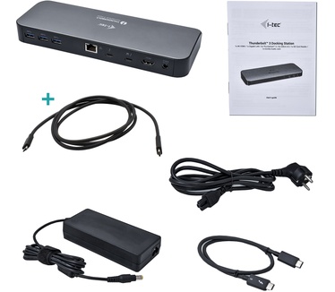 iTEC Thunderbolt 3 Dual 4K Docking Station with Power Delivery 65W + Two TB3 Cables: 150cm & 70cm