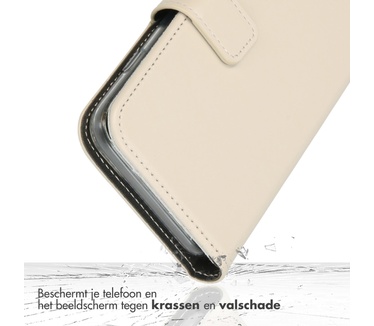 Selencia Echt Lederen Bookcase iPhone 13 Mini - Lichtgrijs