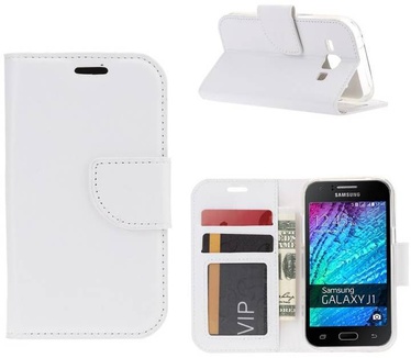 Luxe Lederen Bookcase hoesje voor de Samsung Galaxy J1 - Wit (Samsung Galaxy J1) Wit