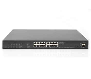 Digitus 16-Port Gigabit PoE Switch, 19 Zoll, Unmanaged, 2 Uplinks