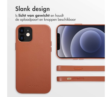 Accezz MagSafe Leather Backcover iPhone 12 (Pro) - Bruin