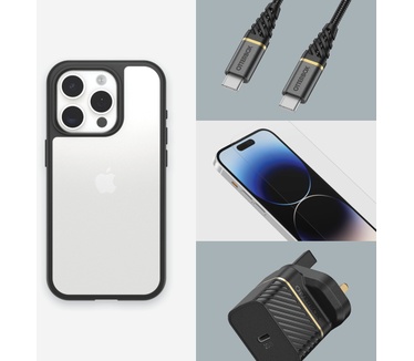 Otterbox React Series voor iPhone 15 Pro, Black Crystal (Clear/Black) (iPhone 15 Pro) Transparant