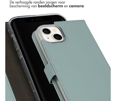 Selencia Echt Lederen Bookcase iPhone 14 Plus - Air Blue