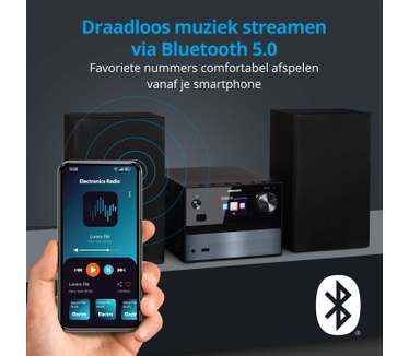 Medion DAB+ LIFE P64014 Micro-audiosysteem, 2.4'' TFT-scherm, PLL-FM, 40 voorkeuzezenders, CD-speler, Bluetooth 5.0, USB/AUX-In, 2 x 15 W RMS