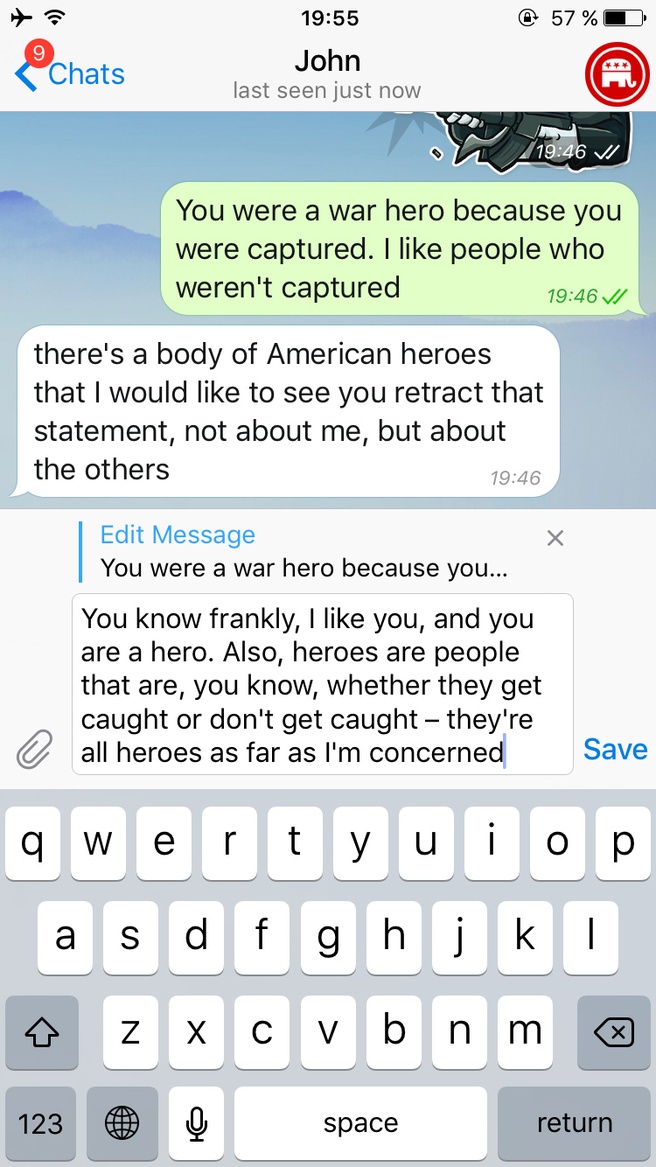 Telegram edit chat message support