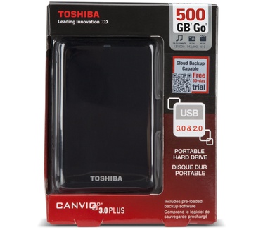 Toshiba STOR.E Canvio 3.0 Portable Hard Drive 500GB Zwart