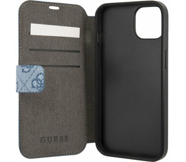 Guess 4G Metal Logo Book Case - Apple iPhone 13 (6.1") - Blauw Blauw