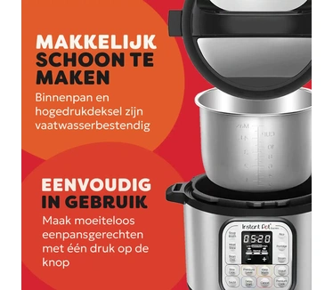 Instant Pot Duo 3L-7 in 1, intelligente snelkookpan, functies, snelkookpan, slowcooker, rijstkoker, rissolpan, yoghurtmaker, stoomkoker en voedselverwarmer, 3 l, roestvrij staal