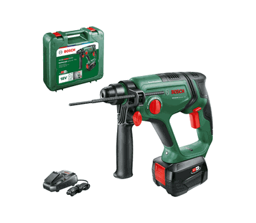 Bosch Home and Garden Accuboormachine, universele hamer 18 V, 1 x accu 4,0 Ah, 18 volt systeem, voor boren, hamerboren, beitelen en schroeven, in koffer