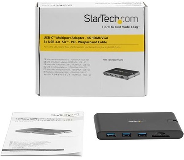 Startech.com USB-C adapter met HDMI en VGA 3x USB 3.0 SD/Micro SD 85W PD 3.0