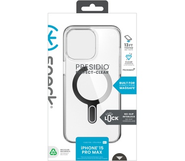 Speck Presidio Clear + ClickLock Apple iPhone 15 Pro Max Clear - with Microban