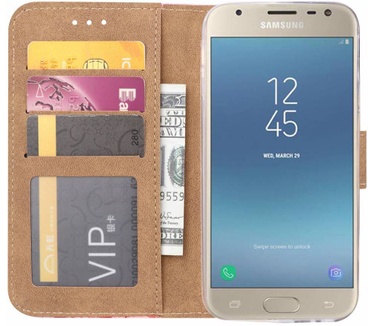 Marmer print lederen Bookcase hoesje voor de Samsung Galaxy J3 2017 - Wit (Samsung Galaxy J3 2017) Wit