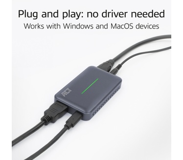 ACT USB-C Video Capture Kaart, HDMI 4K@60Hz passthrough, 4K@30Hz capture