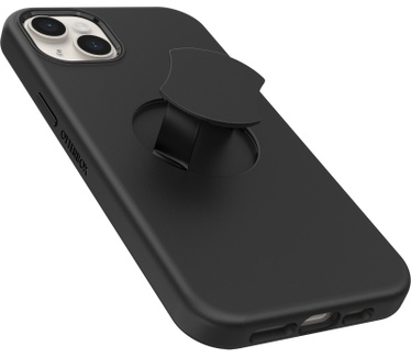 Otterbox OtterBox OtterGrip Symmetry hoes voor iPhone 14 Plus voor MagSafe, valbestendig, beschermhoes met ingebouwde grip, 3x getest volgens militaire standaard, antimicrobiële bescherming, Zwart