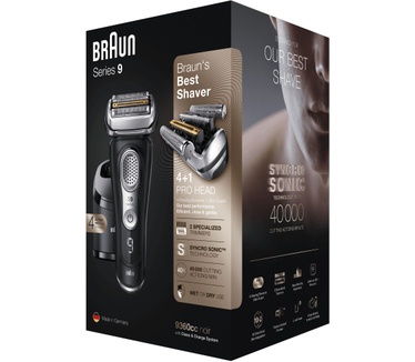 Braun Series 9 9360cc Nieuwste Generatie Elektrisch Scheerapparaat, Clean&Charge-station, Noir